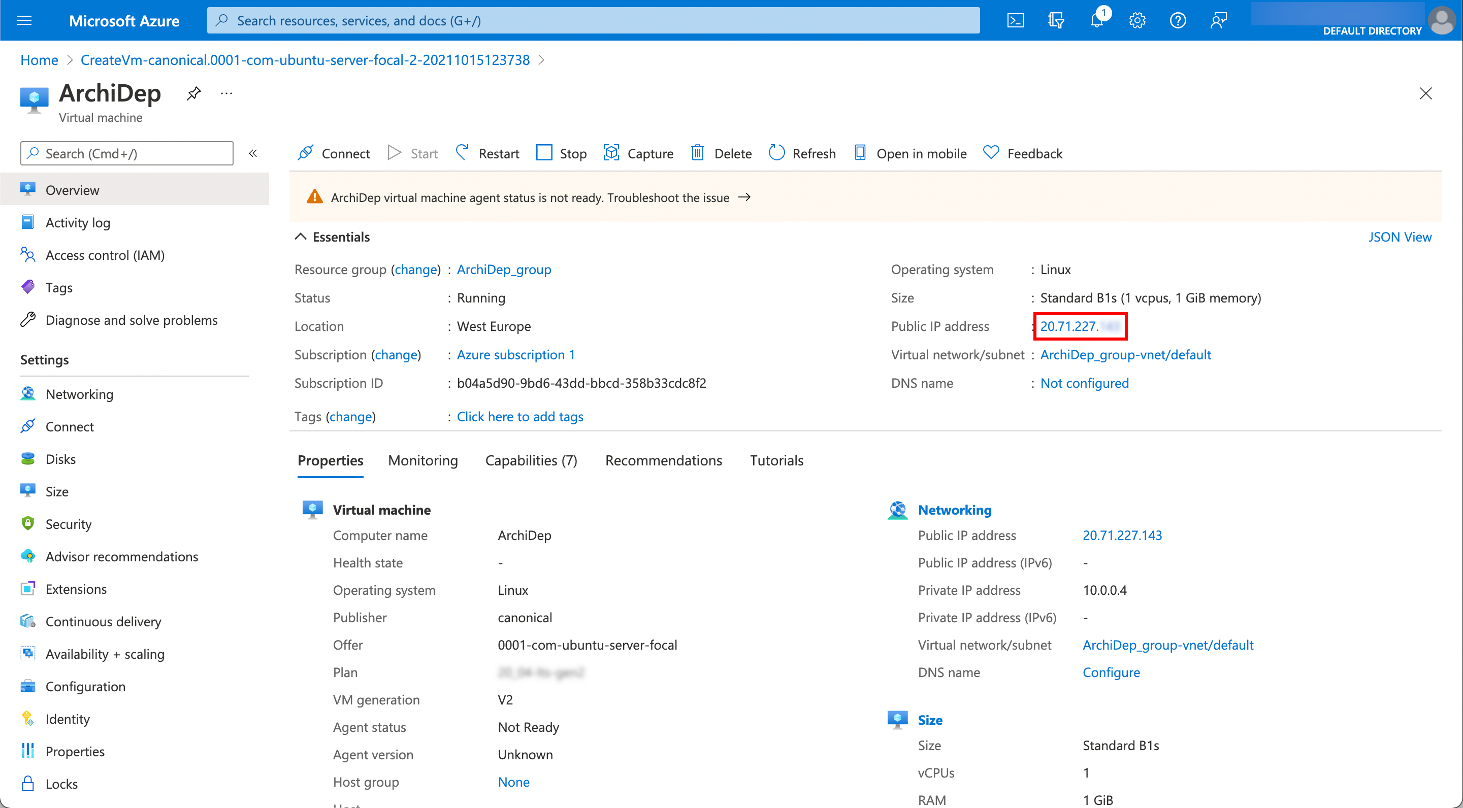 Azure: VM dashboard
