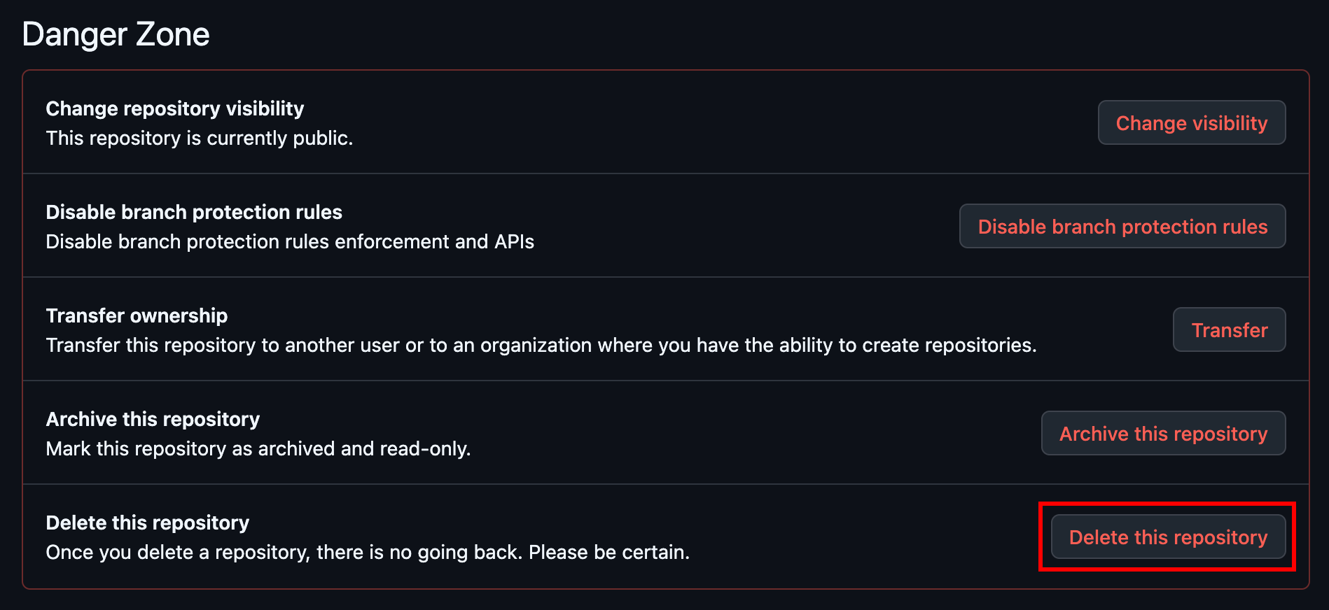 Delete repository