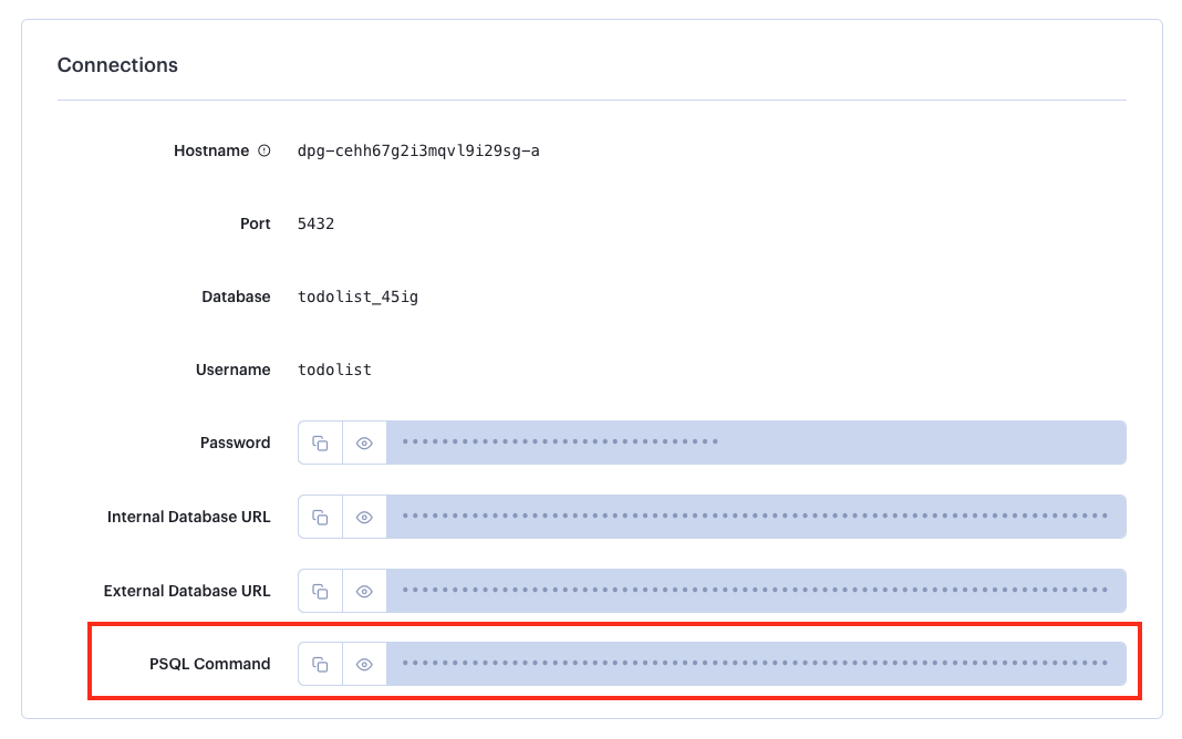 PostgreSQL Connection Information