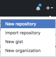 GitHub new repository menu