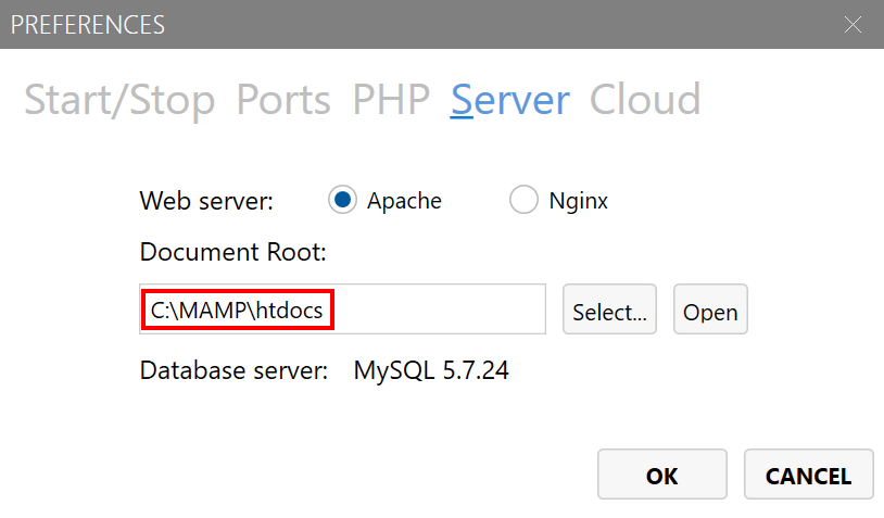 MAMP document root