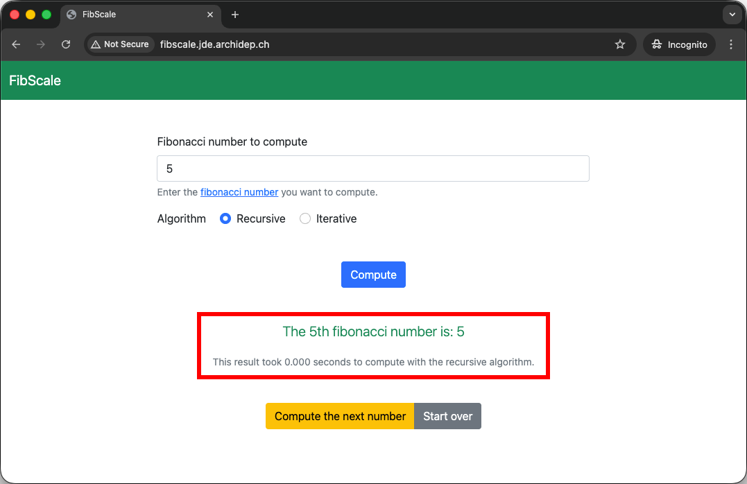 FibScale application with number 5