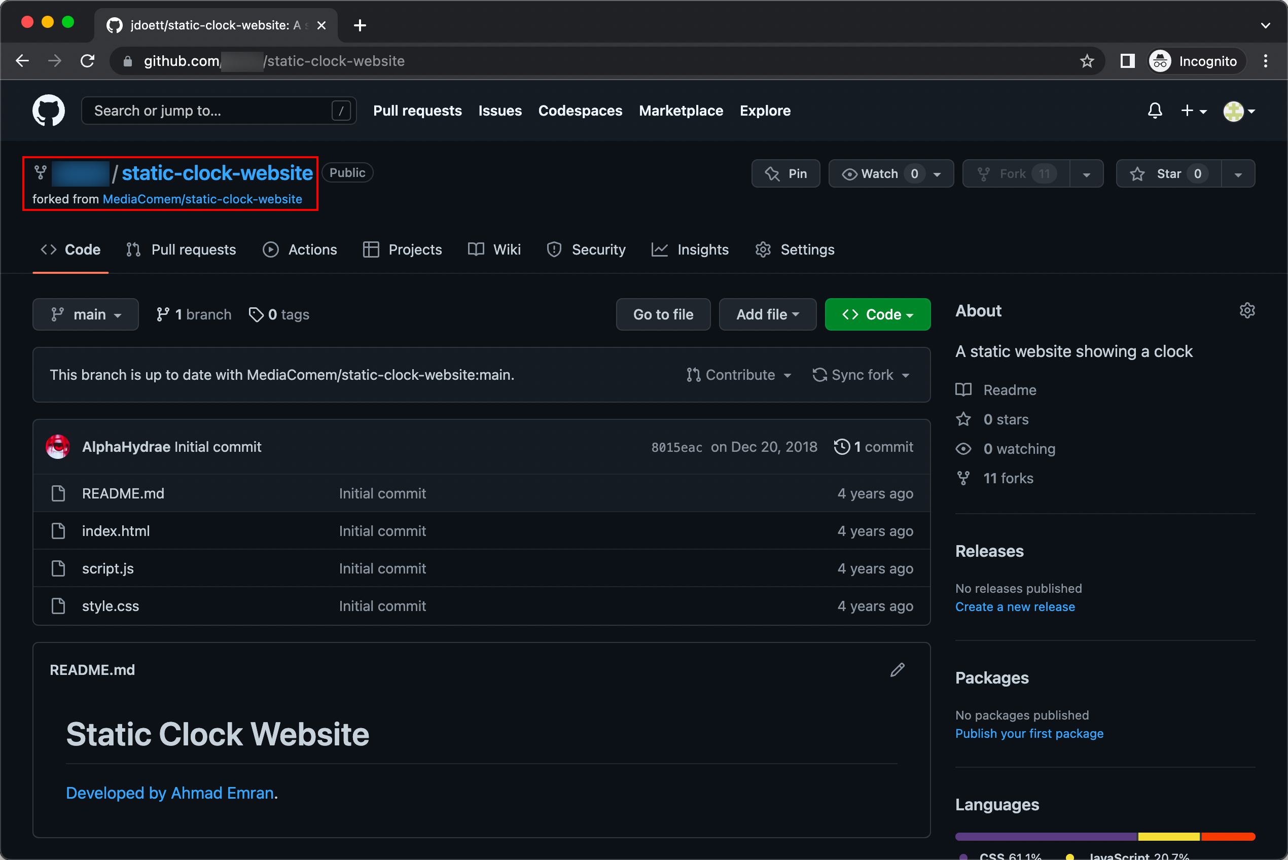 Your fork of the static clock repository